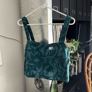 New Madewell Linen-Blend Abbie Crop Top in Tropicale Floral